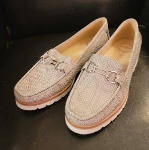 Wirth Womens Genuine Leather Gray Snake Print Loafers Size 41 (US 10/10.5l